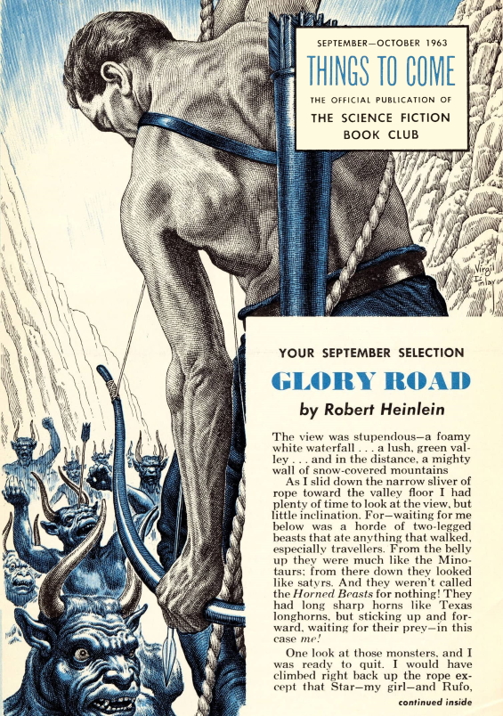 Virgil Finlay art for SFBC Things To Come, September 1963 - Glory Road by Robert A. Heinlein